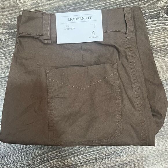 NWT Christopher & Banks Modern Fit Fuschia Brown Bermuda Shorts Size 4 - Picture 6 of 6